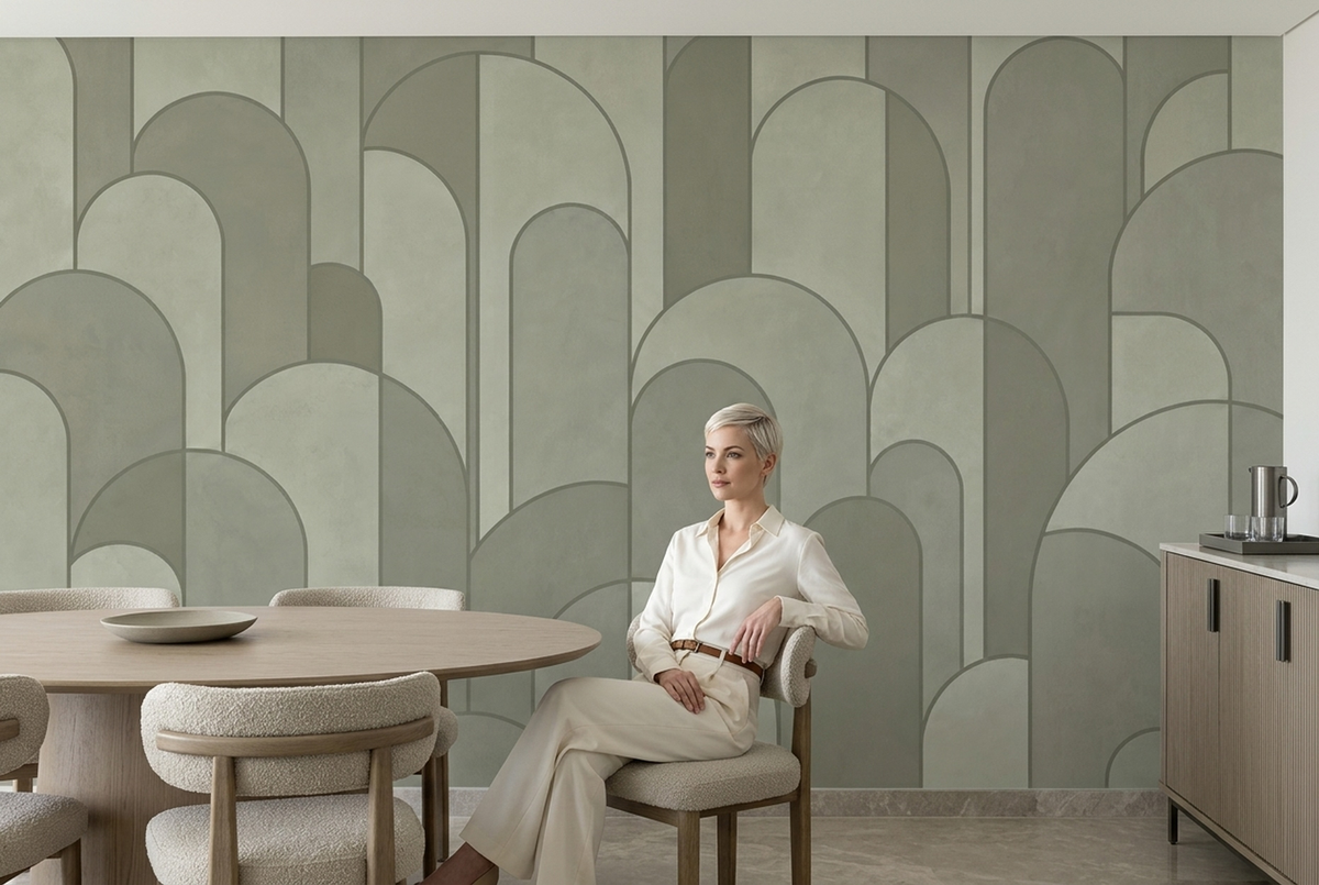 Stacked Arches Wallpaper Minimal Geometric Wall Mural