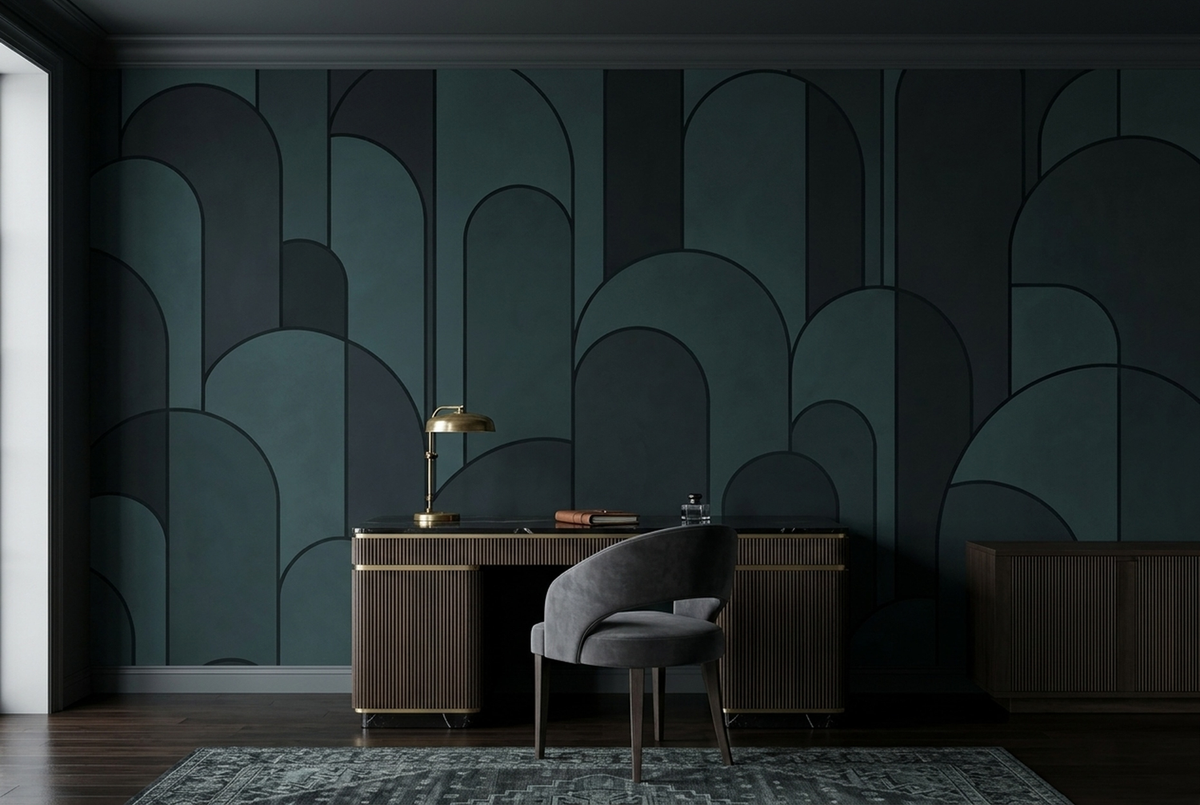 Rounded Arch Blocks Wallpaper Modern Geometric Wall Mural