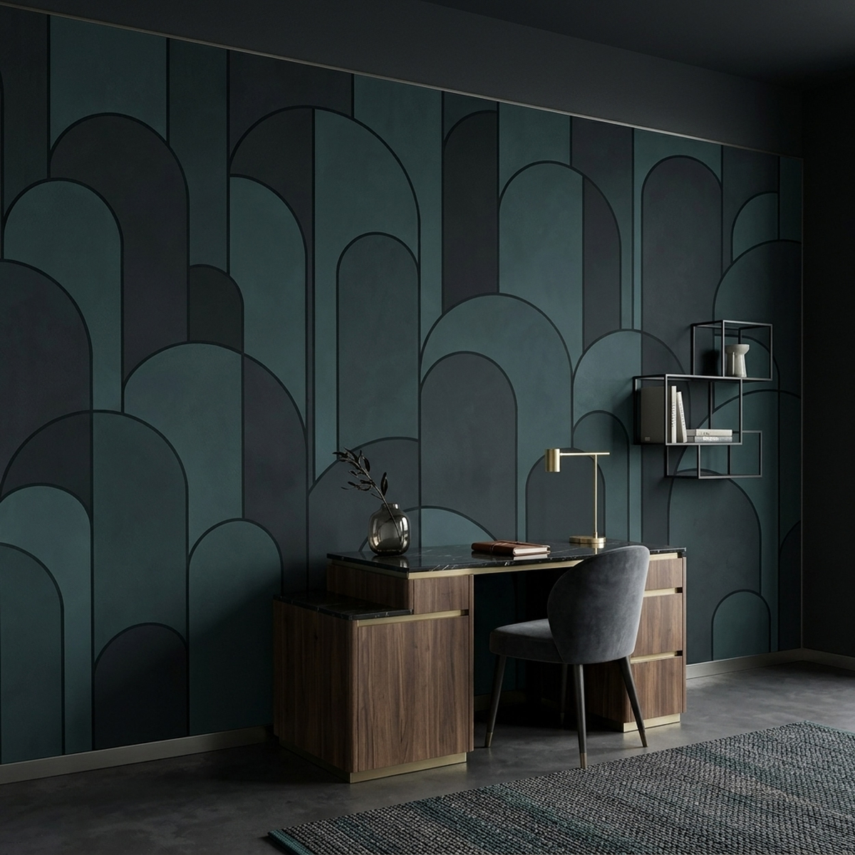 Rounded Arch Blocks Wallpaper Modern Geometric Wall Mural