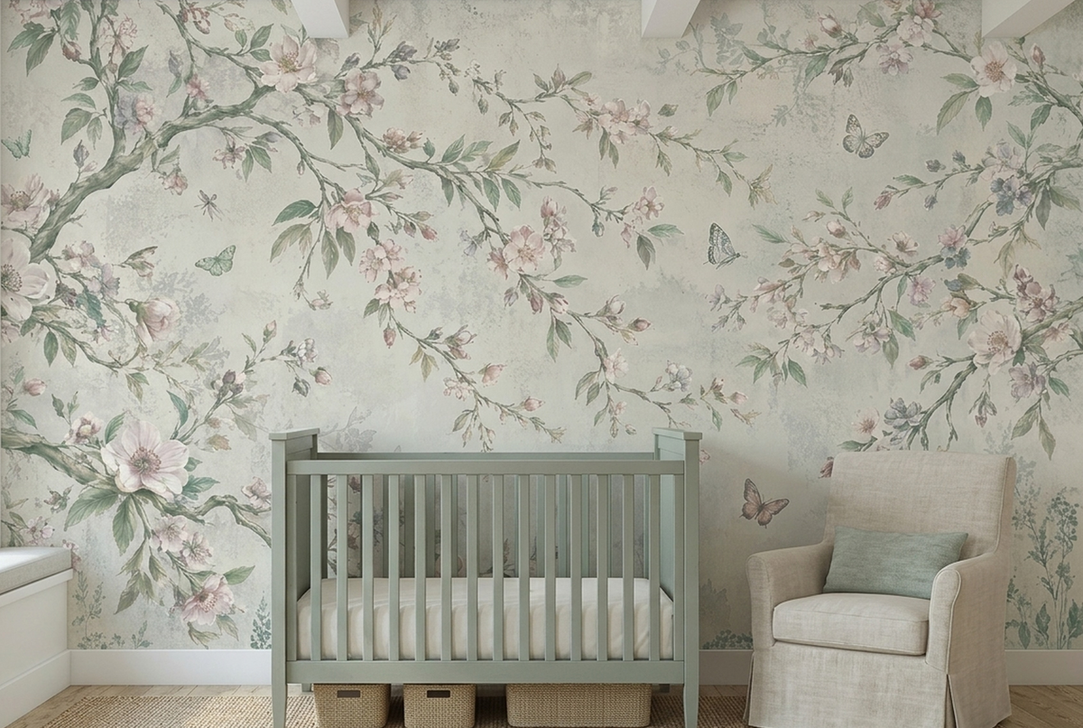 Blossoming Branches Wallpaper Chinoiserie Style Wall Mural