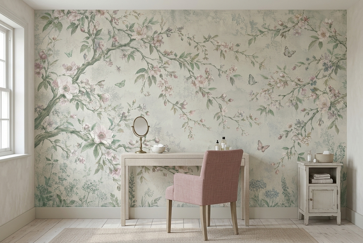 Blossoming Branches Wallpaper Chinoiserie Style Wall Mural