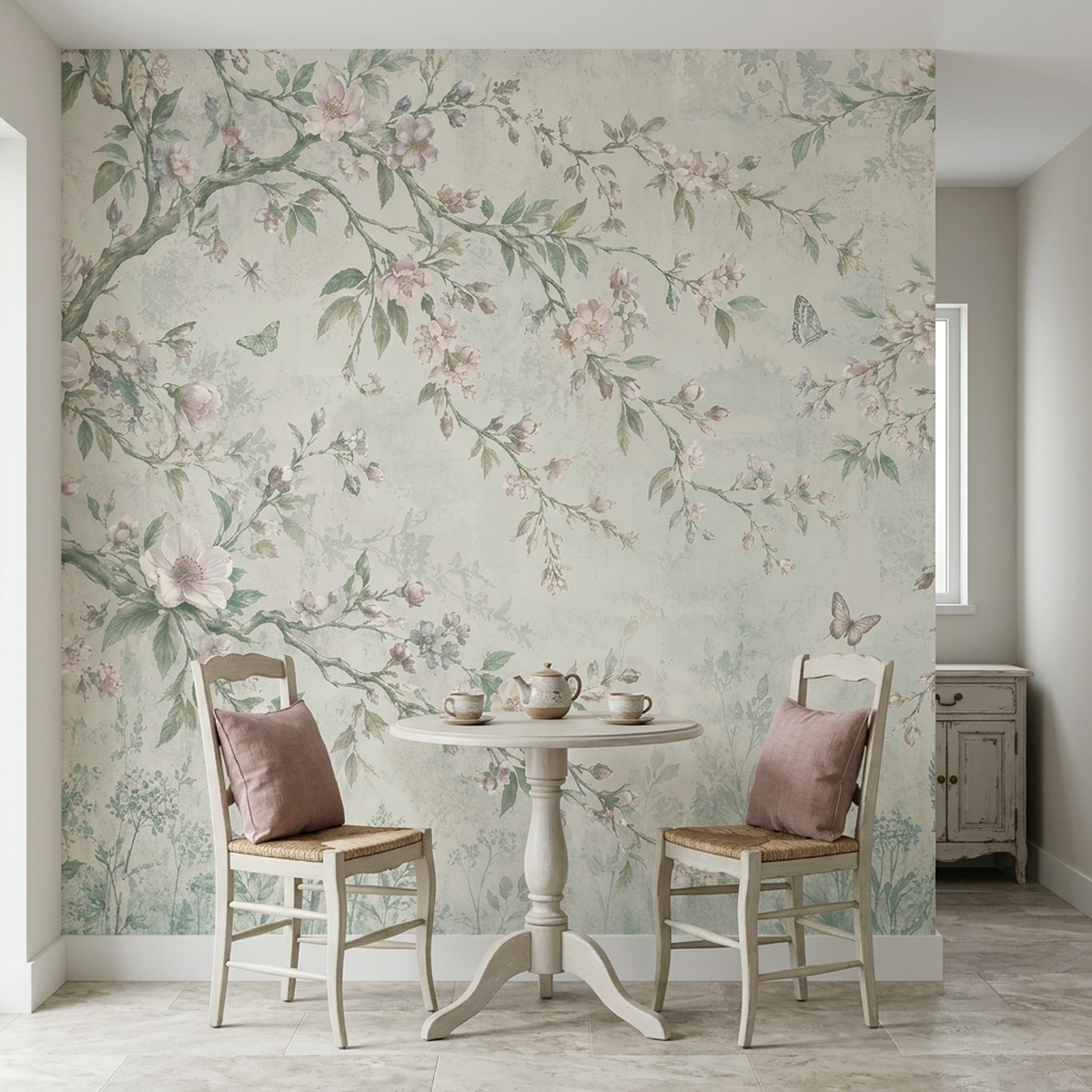 Blossoming Branches Wallpaper Chinoiserie Style Wall Mural