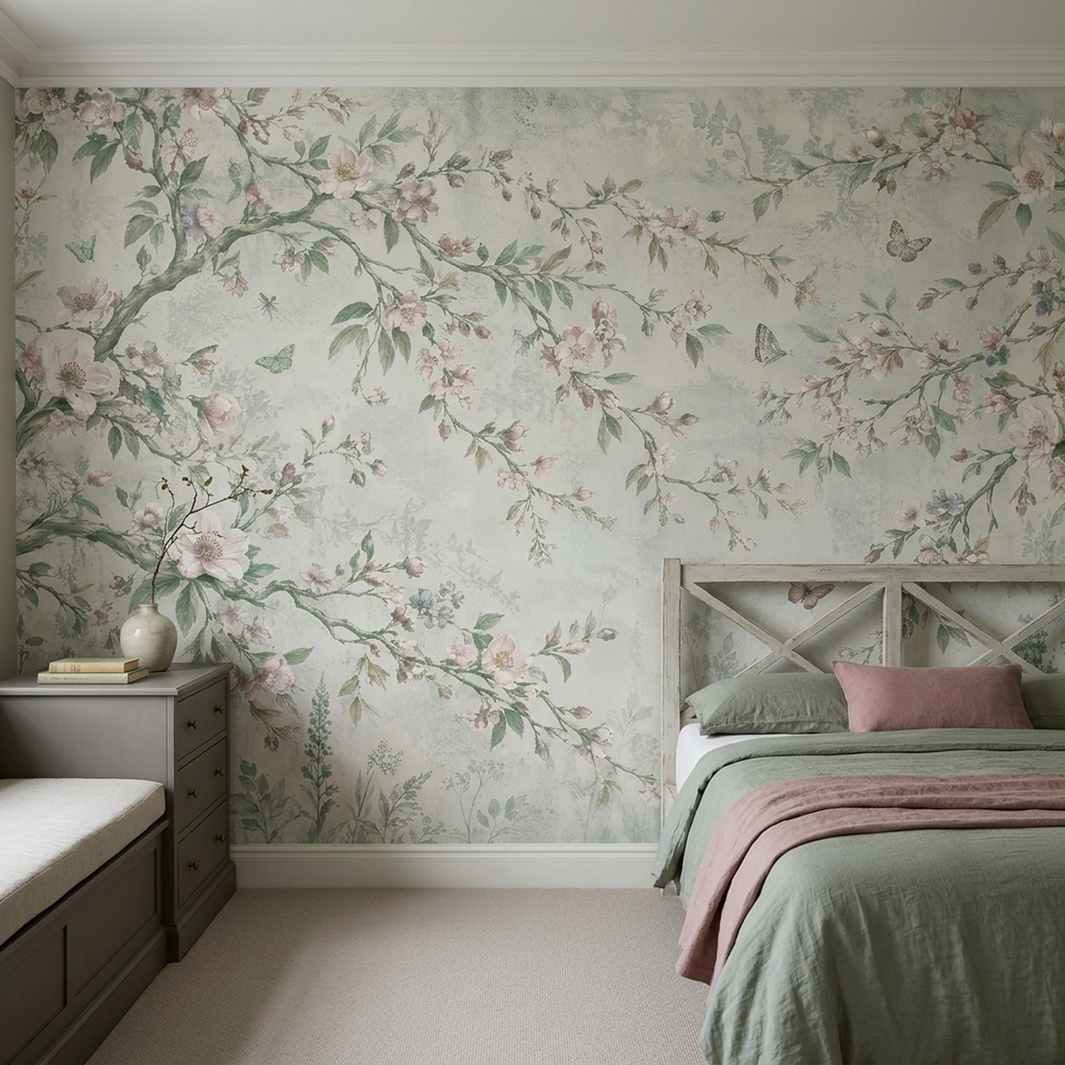 Blossoming Branches Wallpaper Chinoiserie Style Wall Mural