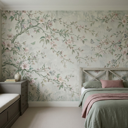 Blossoming Branches Wallpaper Chinoiserie Style Wall Mural