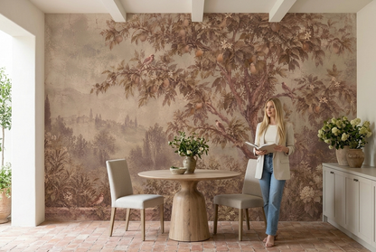 Fruit Tree Garden Fresco Wallpaper Romantic Landscape Wall Mural