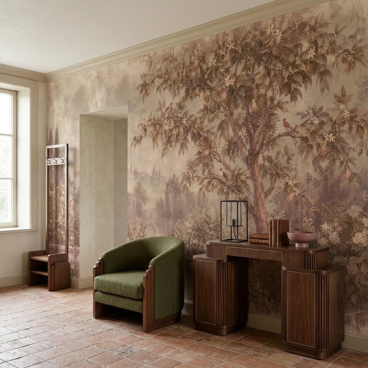 Fruit Tree Garden Fresco Wallpaper Romantic Landscape Wall Mural