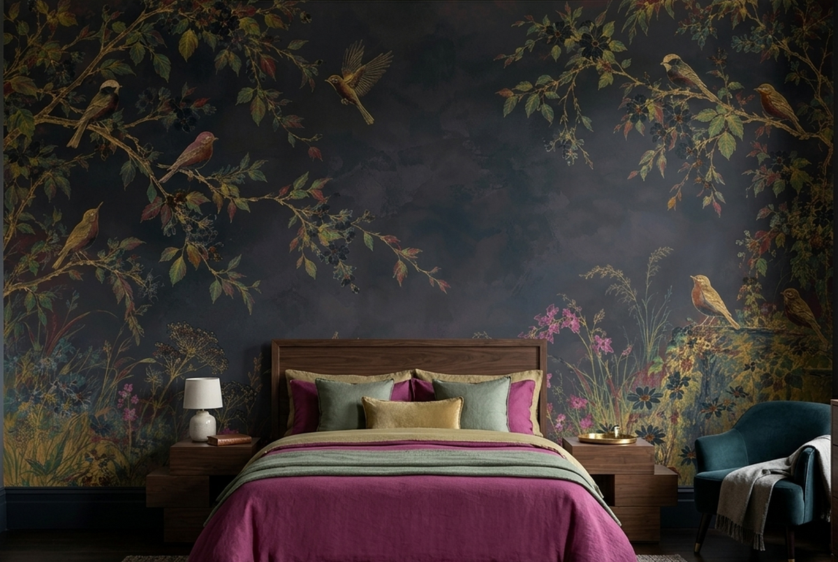 Vintage Chinoiserie Bird Garden Wallpaper Panoramic Wall Mural