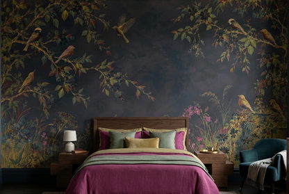 Vintage Chinoiserie Bird Garden Wallpaper Panoramic Wall Mural