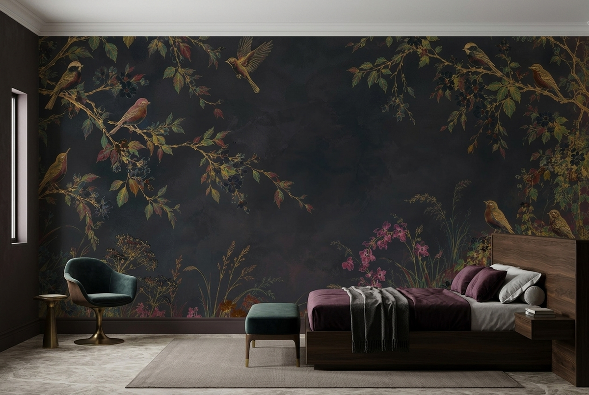 Vintage Chinoiserie Bird Garden Wallpaper Panoramic Wall Mural
