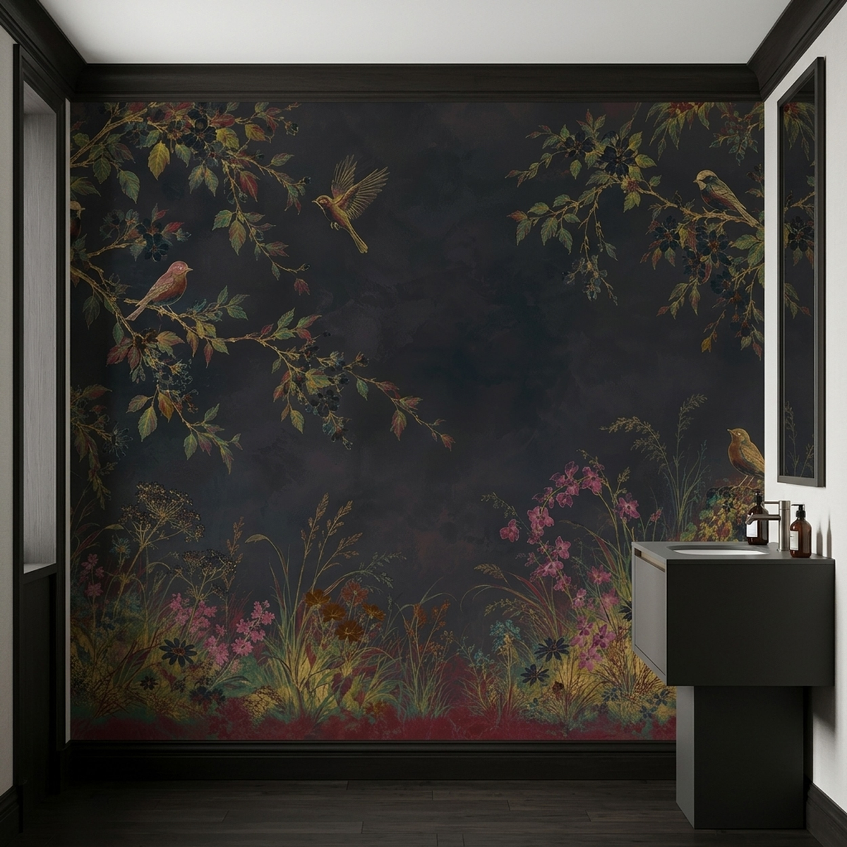 Vintage Chinoiserie Bird Garden Wallpaper Panoramic Wall Mural