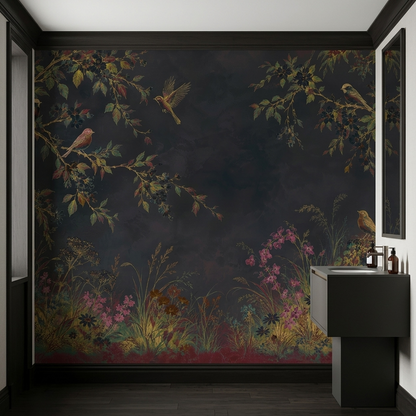 Vintage Chinoiserie Bird Garden Wallpaper Panoramic Wall Mural