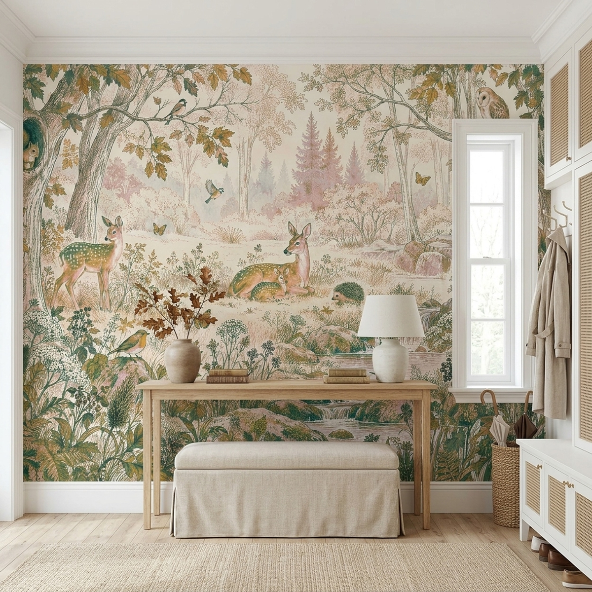 Vintage Woodland Stream Wallpaper Storybook Forest Wall Mural