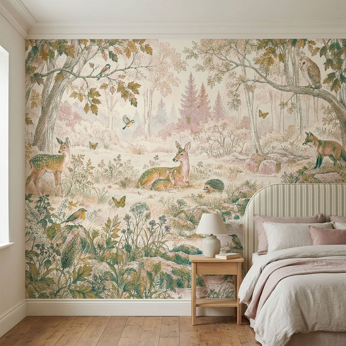 Vintage Woodland Stream Wallpaper Storybook Forest Wall Mural