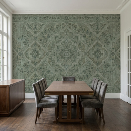 Distressed Medallion Carpet Pattern Wallpaper Vintage Border Wall Mural