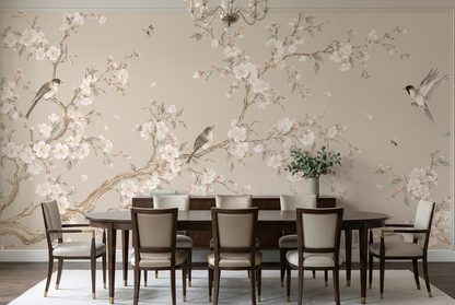 Spring Blossom Branches Wallpaper Bird And Butterfly Wall Mural
