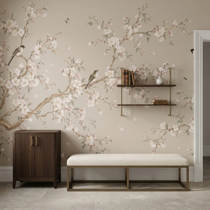 Spring Blossom Branches Wallpaper Bird And Butterfly Wall Mural