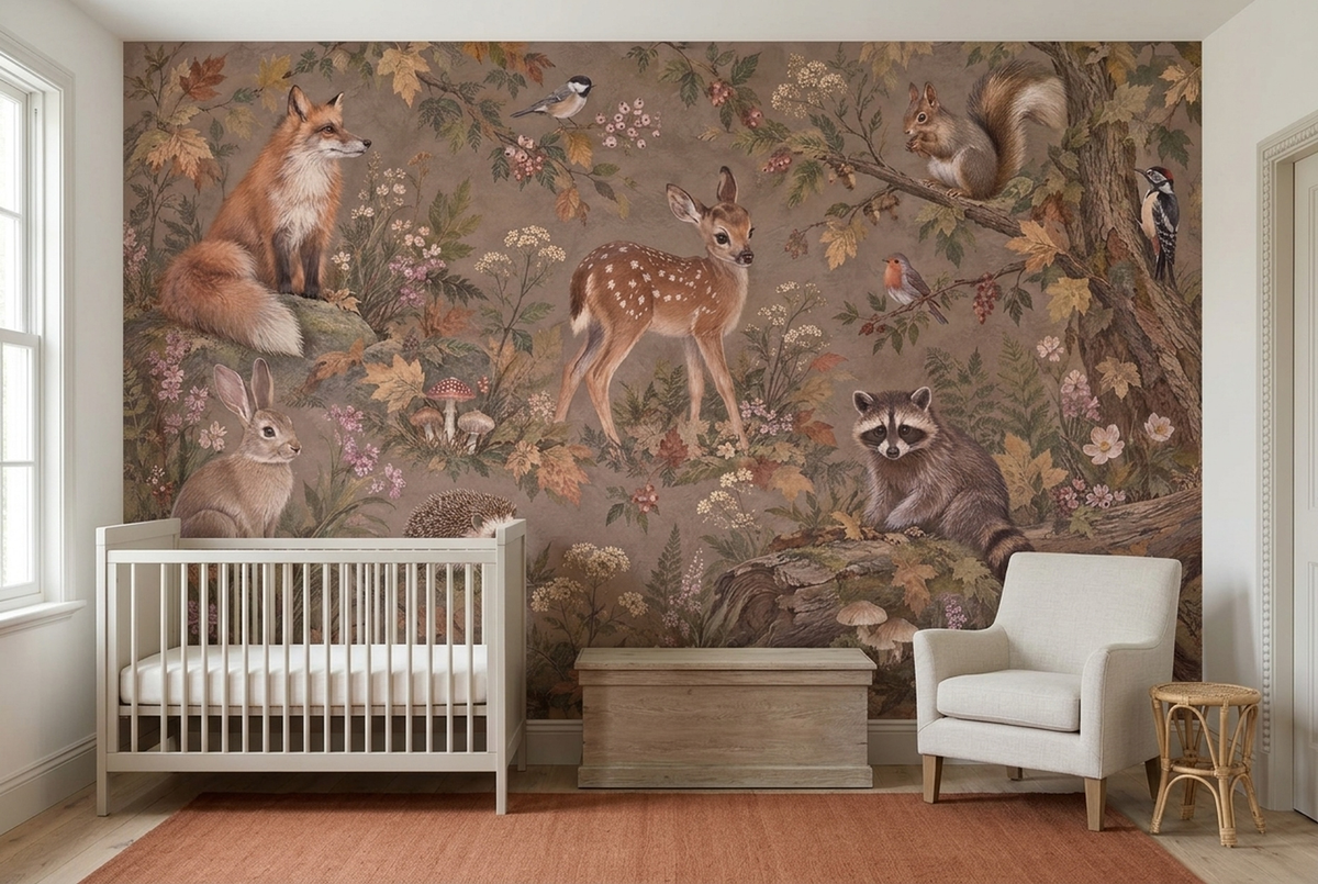 Woodland Animals And Autumn Forest Wallpaper Storybook Wall Mural