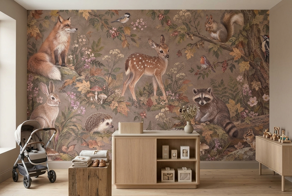 Woodland Animals And Autumn Forest Wallpaper Storybook Wall Mural