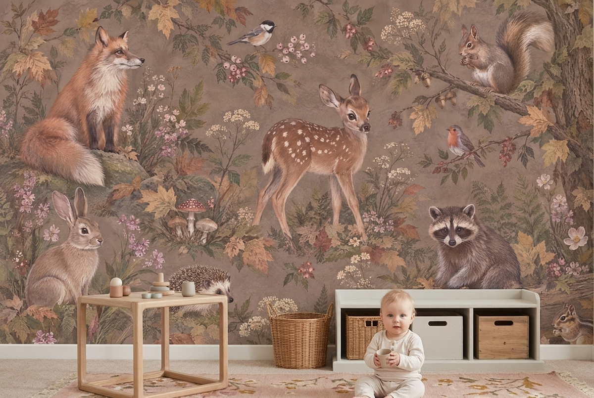 Woodland Animals And Autumn Forest Wallpaper Storybook Wall Mural