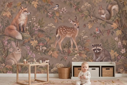 Woodland Animals And Autumn Forest Wallpaper Storybook Wall Mural