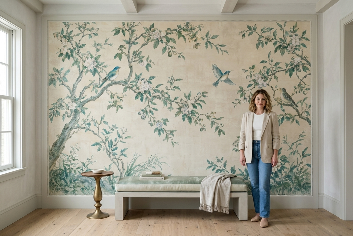 Chinoiserie Flowering Branches Wallpaper Garden Birds Wall Mural