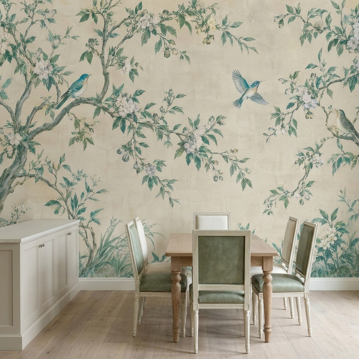 Chinoiserie Flowering Branches Wallpaper Garden Birds Wall Mural