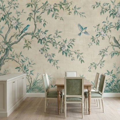 Chinoiserie Flowering Branches Wallpaper Garden Birds Wall Mural