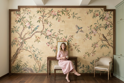 Blossoming Branches And Birds Wallpaper Antique Style Wall Mural