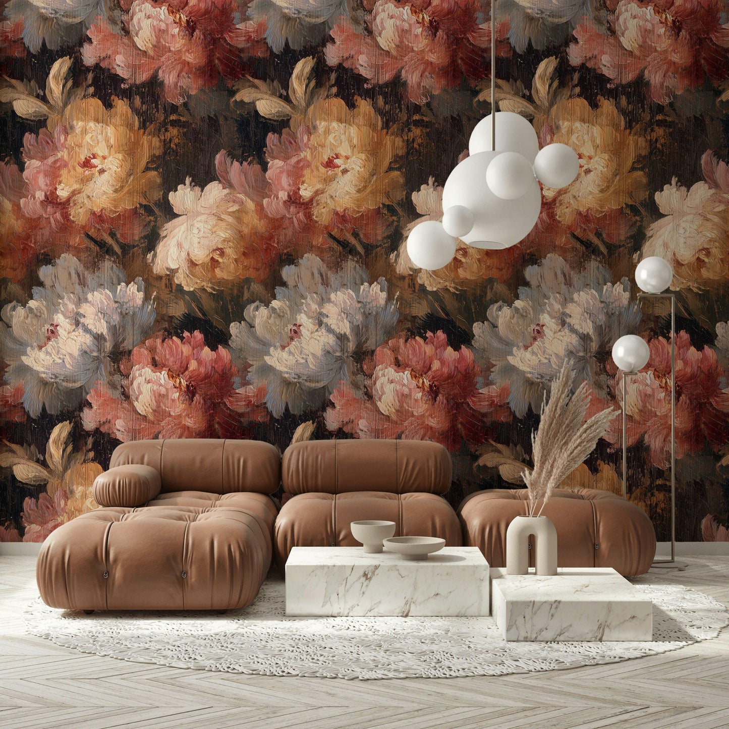 Dark Botanical Floral Wallpaper: Vintage Peel and Stick Wall Mural