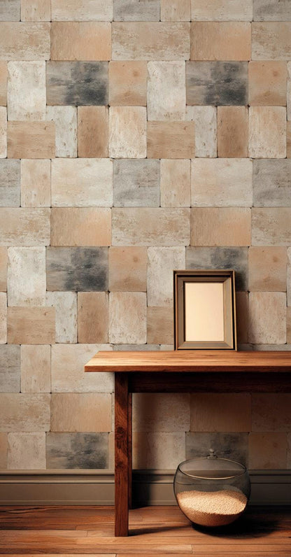 Rustic Brick Peel and Stick Wallpaper: Farmhouse Cabin Wall Mural