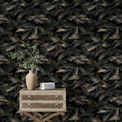 Abstract Broken Glass Wallpaper: Dark Gray Geometric Shard Mural