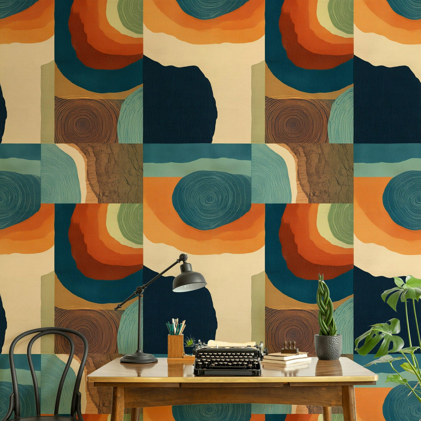 Abstract Nature Blocks Wallpaper: Earth Tones Peel and Stick Wall Mural