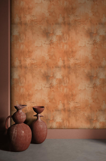 Distressed Terracotta Wallpaper Mural Rustic Rusty Wall Decor Industrial Peel Stick
