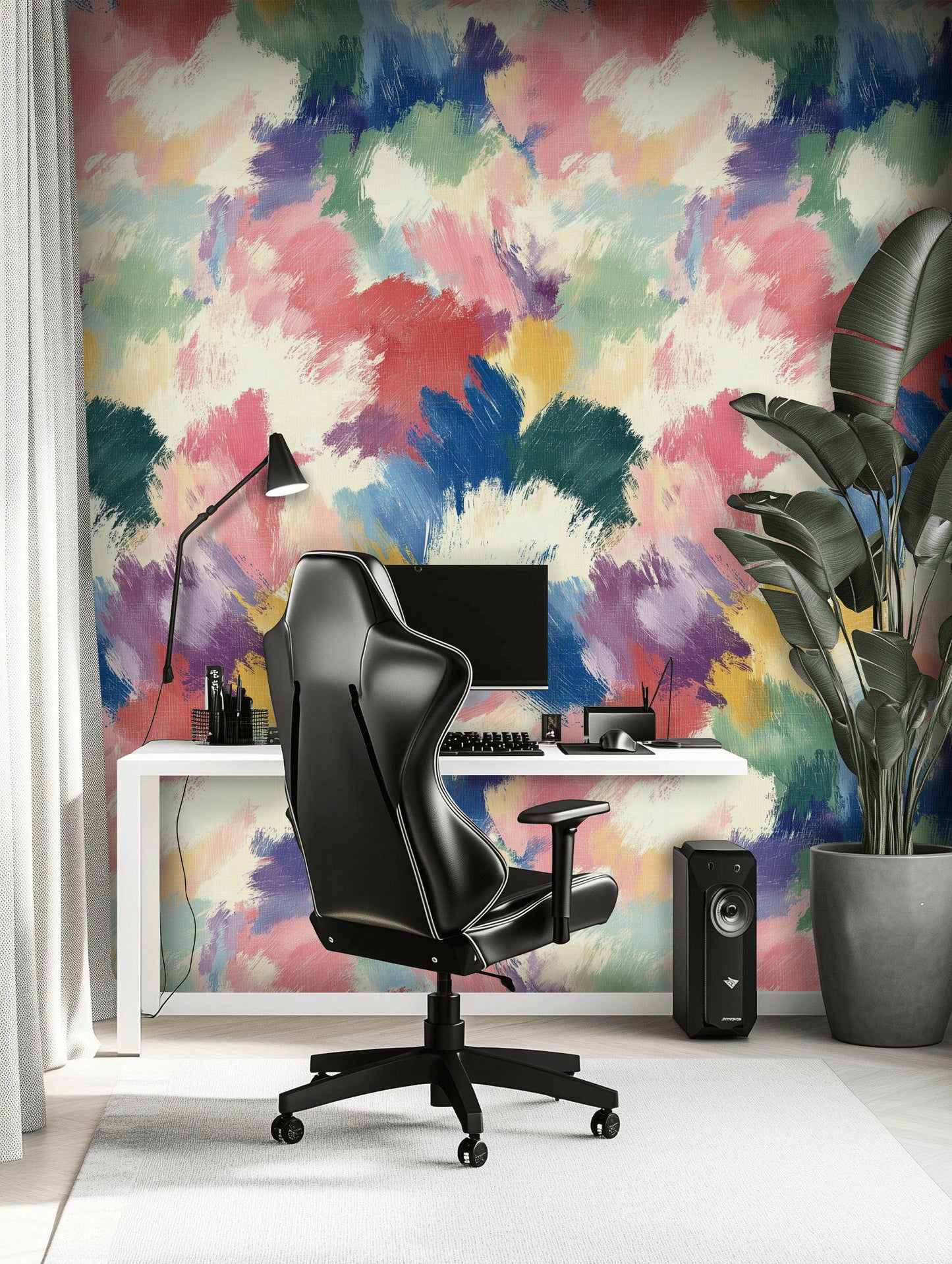 Abstract Colorful Brushstroke Wallpaper | Vibrant Textured Wall Mural | Modern Artistic Peel and Stick Decor