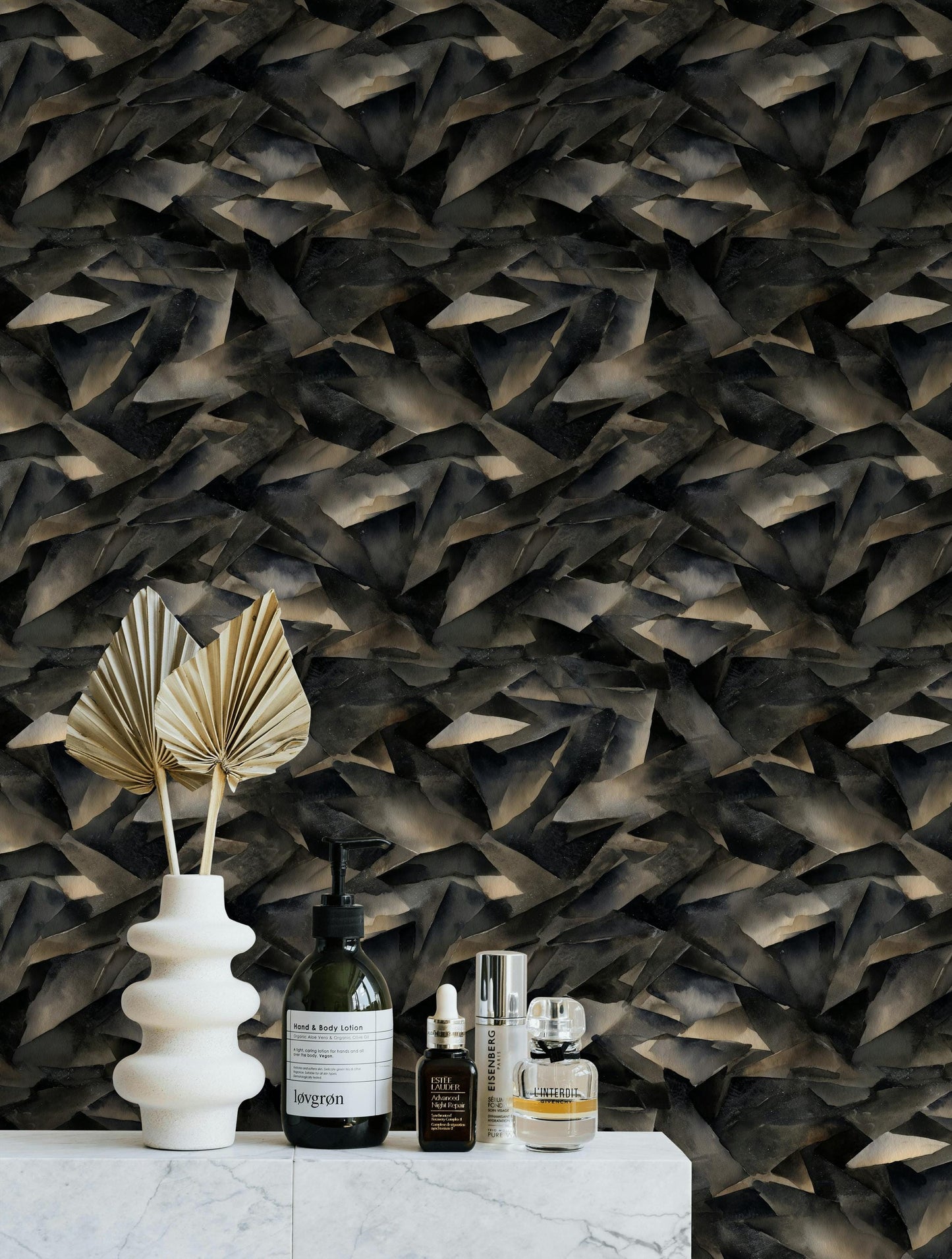 Abstract Broken Glass Wallpaper: Dark Gray Geometric Shard Mural