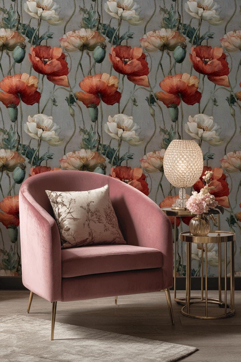 Dutch Floral Wallpaper: Vintage Oil Painting Mural, Dark Academia Peel and Stick