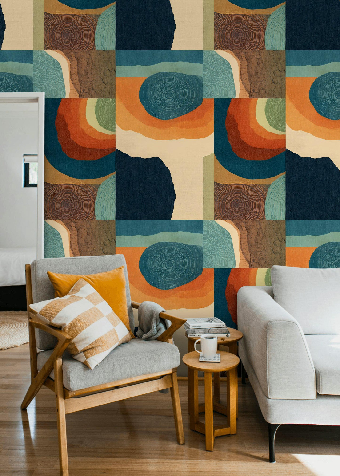 Abstract Nature Blocks Wallpaper: Earth Tones Peel and Stick Wall Mural