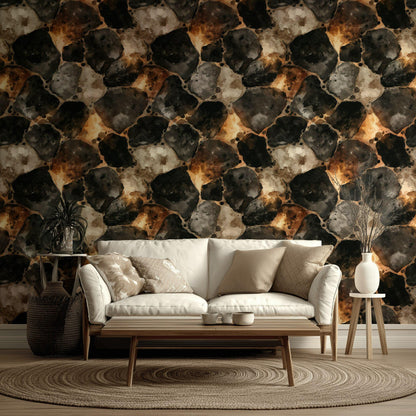Rustic Faux Stone Wallpaper: Peel and Stick Watercolor Rock Wall Mural