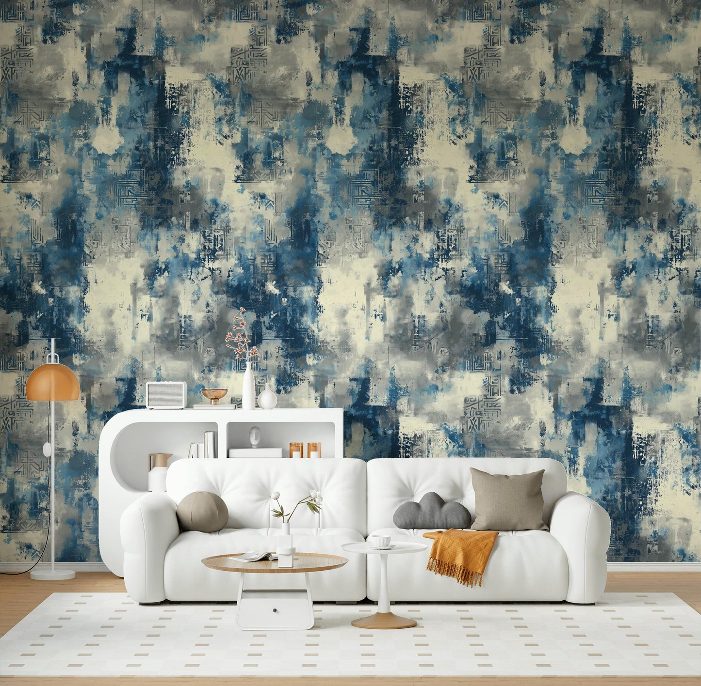 Industrial Texture Blue Wallpaper, Urban Grunge Wall Mural, Modern Paint Effect Peel and Stick