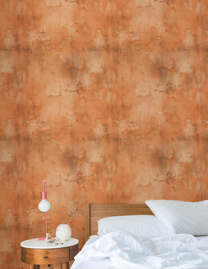 Distressed Terracotta Wallpaper Mural Rustic Rusty Wall Decor Industrial Peel Stick