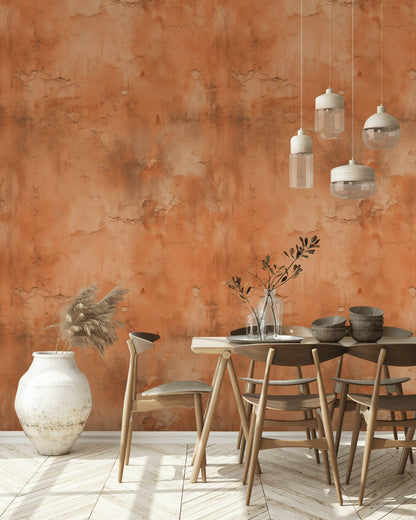 Distressed Terracotta Wallpaper Mural Rustic Rusty Wall Decor Industrial Peel Stick