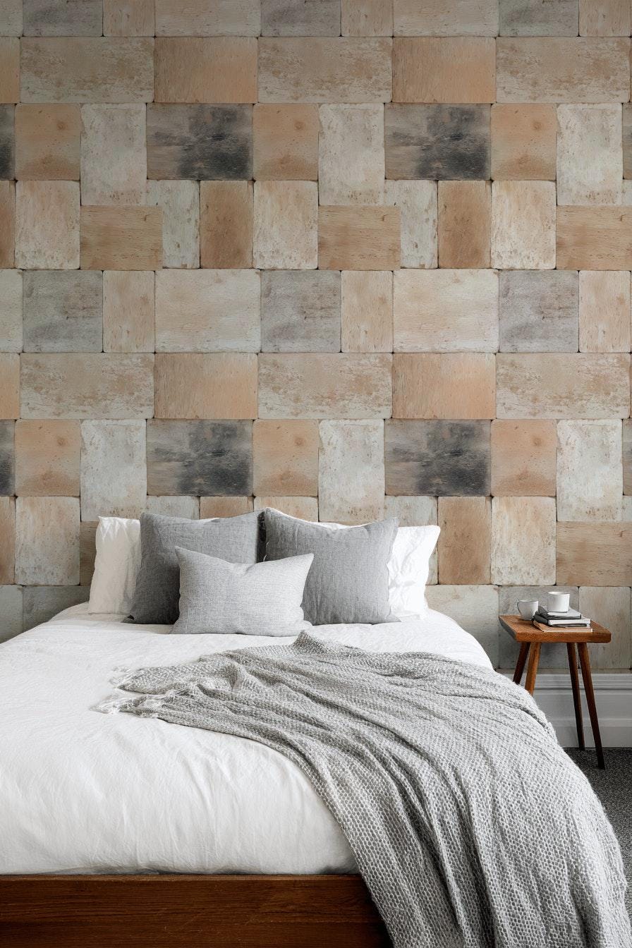 Rustic Brick Peel and Stick Wallpaper: Farmhouse Cabin Wall Mural