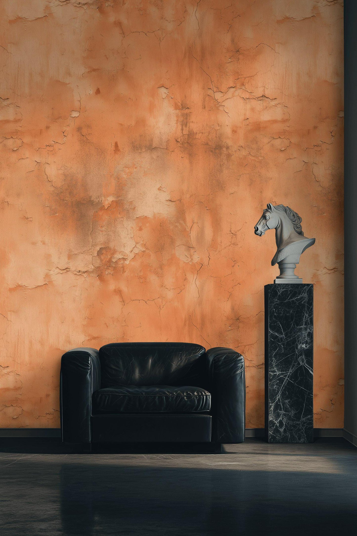 Distressed Terracotta Wallpaper Mural, Rustic Rusty Wall Decor, Industrial Peel and Stick