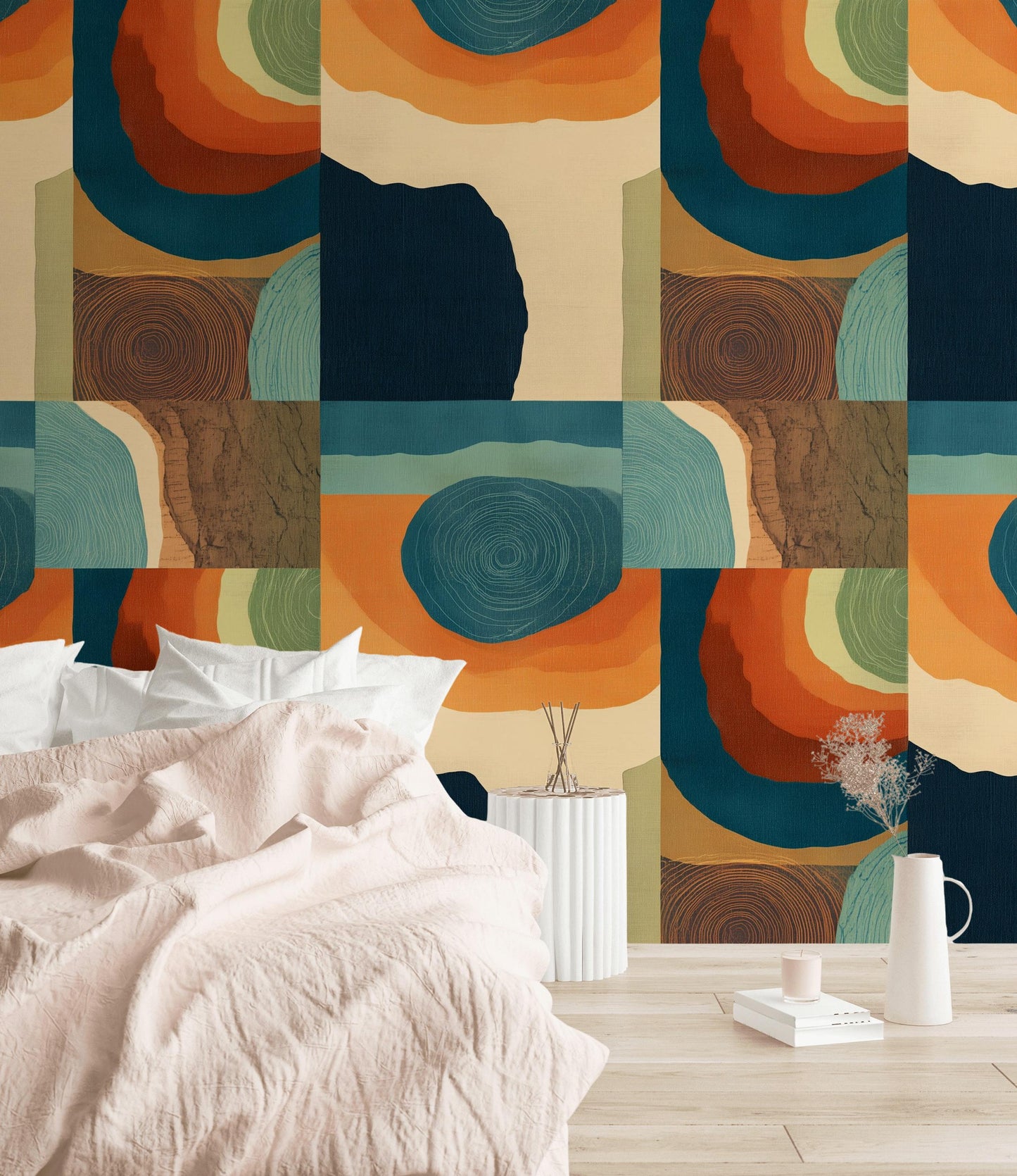 Abstract Nature Blocks Wallpaper: Earth Tones Peel and Stick Wall Mural
