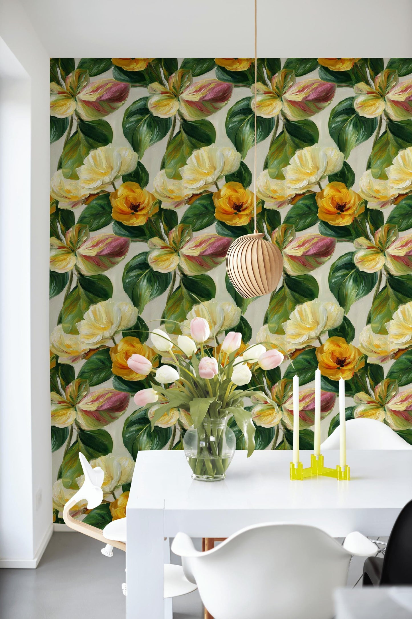 Floral Wallpaper Mural: Impasto Style Peel and Stick Decor