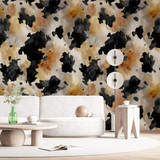 Abstract Watercolor Blotches Wallpaper | Organic Stain Wall Mural | Modern Peel and Stick Decor