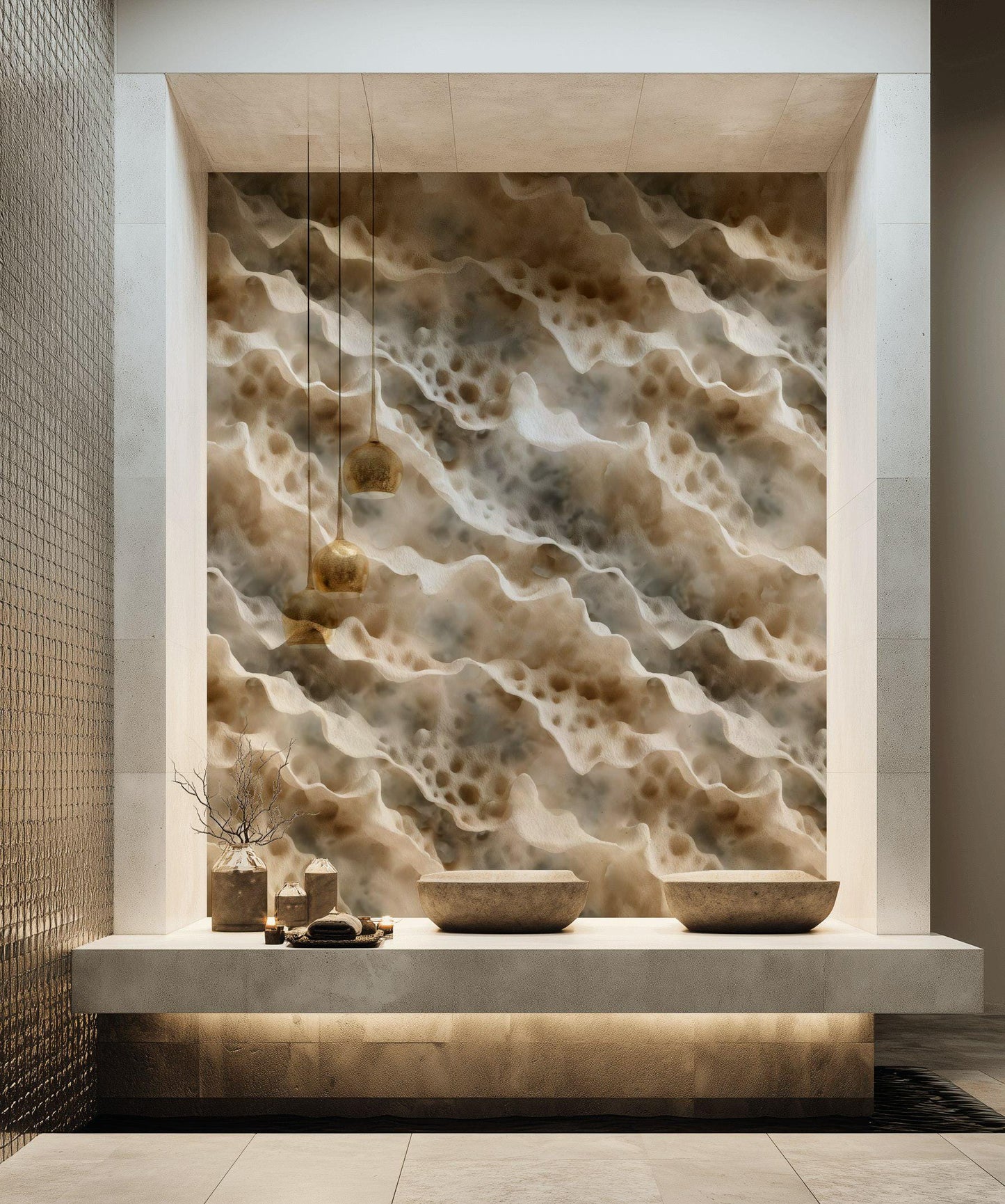 Ocean Wave Texture Wallpaper | Abstract Coral Reef Wall Mural | Coastal Peel and Stick Decor