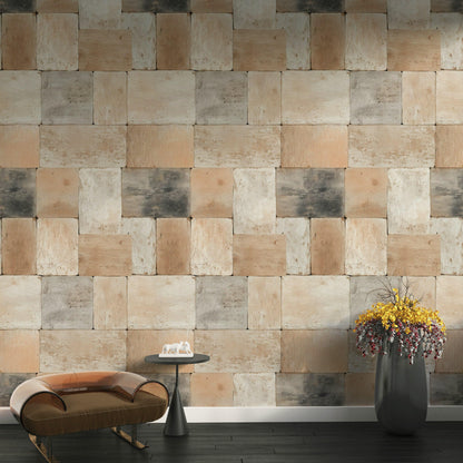 Rustic Brick Peel and Stick Wallpaper: Farmhouse Cabin Wall Mural