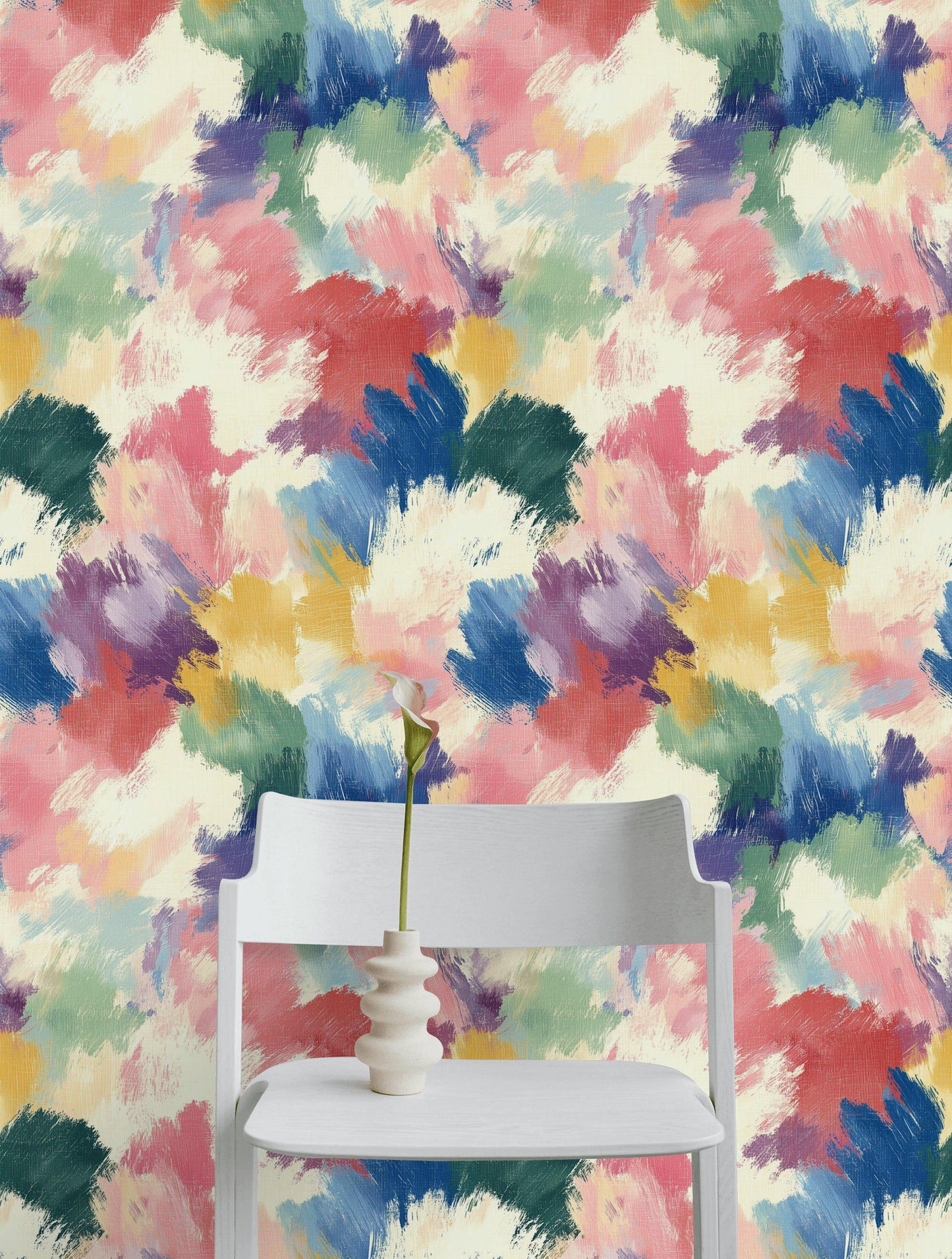 Abstract Colorful Brushstroke Wallpaper | Vibrant Textured Wall Mural | Modern Artistic Peel and Stick Decor