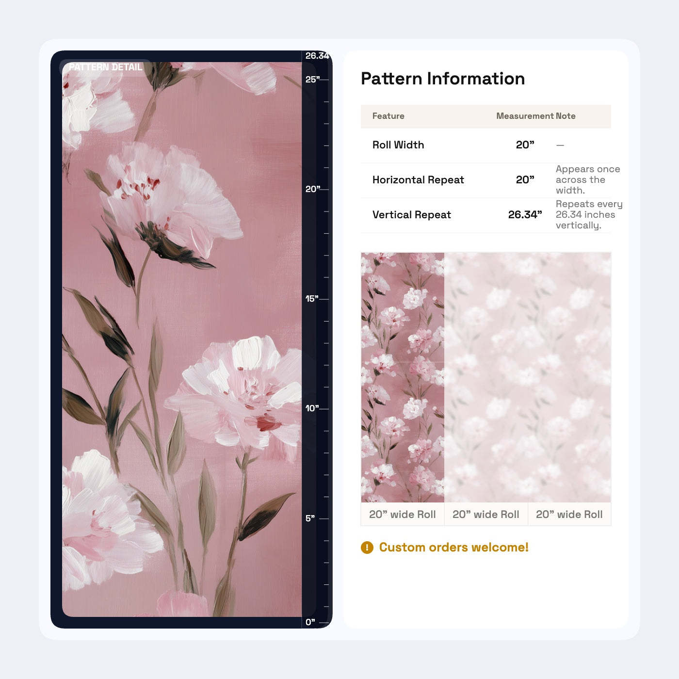 Romantic Pink Floral Wallpaper | Soft Textured Flower Wall Mural | Blush Peel and Stick Decor